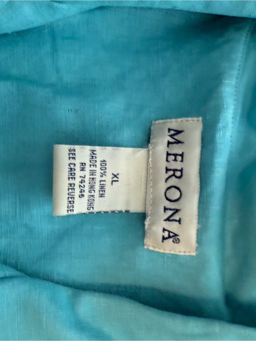 Merona Sleeveless Button-Front 100% Linen Maxi Dress in Aqua Blue - Picture 4 of 15